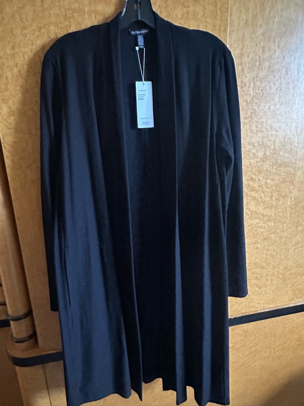 Eileen Fisher Black Knit Cardigan with Open Front